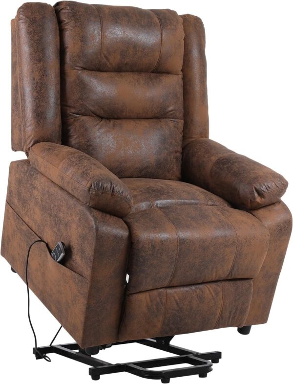 Elektrischer Sessel mit Heizung, Massage & Lift-Funktion, braunes Kunstleder