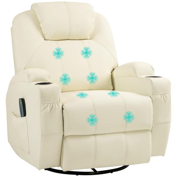 HOMCOM Relaxsessel mit Massagefunktion, elektrisch, Fernbedienung, 360° drehbar