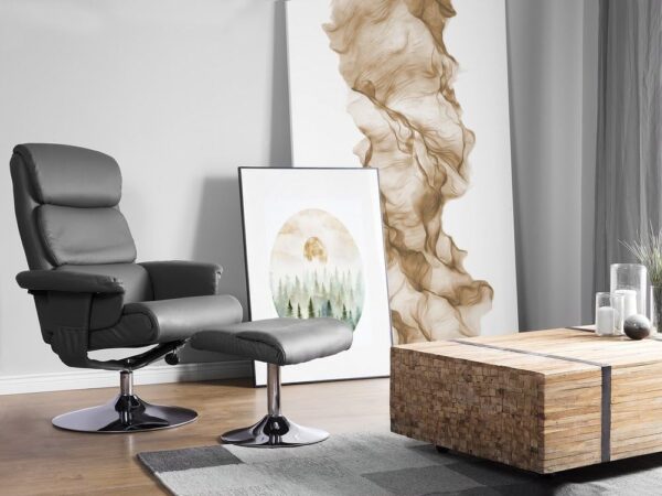 Legend Massage-Sessel mit Heizung, Timer und Fußstütze, Kunstleder Grau