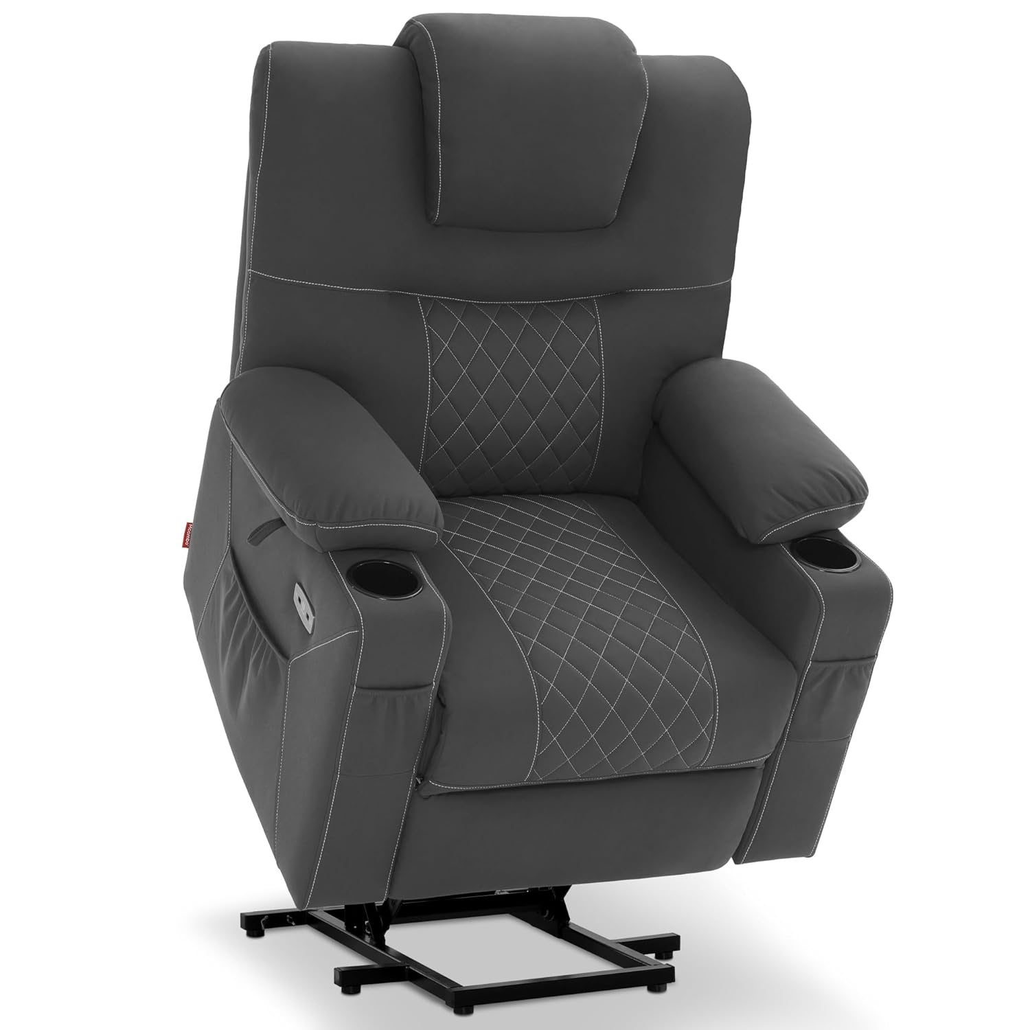 M MCombo 7565 TV-Sessel mit elektrischer Aufstehhilfe, Massage & Wärme (Mikrofaser Dunkelgrau)