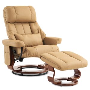 M MCombo Massage-Sessel mit Hocker, 360° drehbar, stufenlos verstellbar, Kunstleder (Gelb)