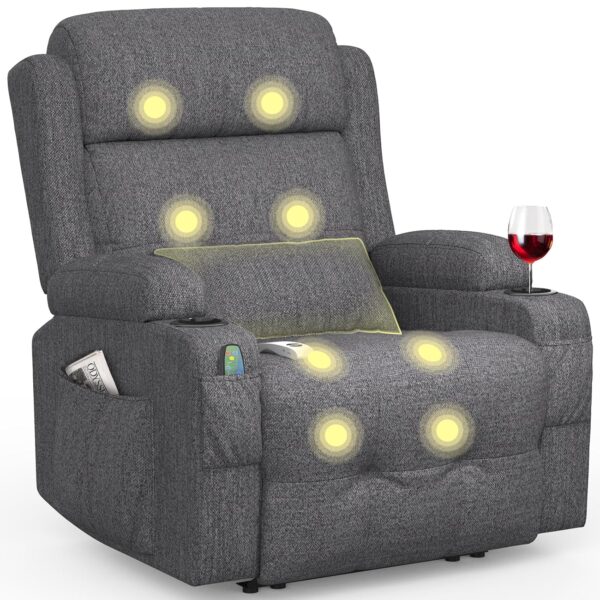 [Marke] Relaxsessel mit Massage, Heizung, elektrischer Höhenverstellung, USB-Anschluss, Getränkehalter, Seitentaschen, TV-Sessel für optimale Entspannung zu Hause – perfekt für...