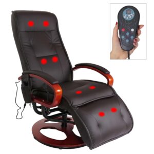 Mendler Arles II Relaxsessel mit Massagefunktion, Kunstleder, Kaffeefarbe