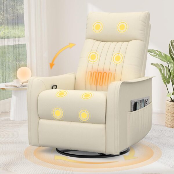 TV-Sessel mit Massagefunktion, Heizung, 360° drehbar, 2 Seitentaschen