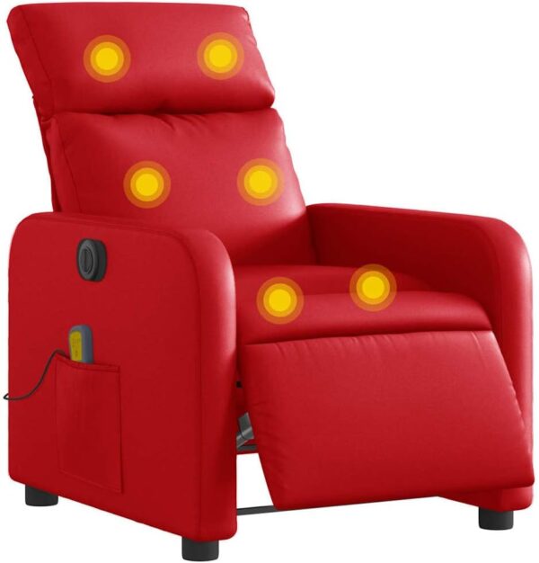 vidaXL Massage-Sessel Elektrisch Liegefunktion Rote Kunstleder