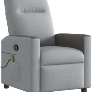 vidaXL Massage-Sessel, Grau, mit Massagefunktion und TV-Halterung