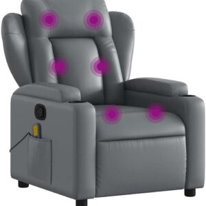 vidaXL Massage-Sessel Höhenverstellbar Vibrationsfunktion Kunstleder Grau