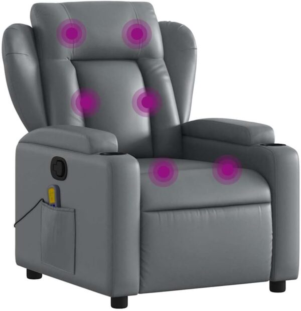 vidaXL Massage-Sessel Höhenverstellbar Vibrationsfunktion Kunstleder Grau