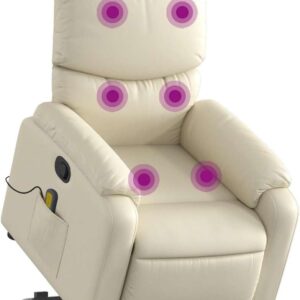 vidaXL Massage-Sessel mit Aufstehhilfe, Vibration & Liegefunktion, Kunstleder