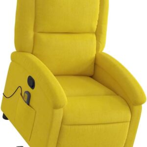 vidaXL Massage-Sessel mit Aufstehhilfe, Vibrationsfunktion, stufenlos verstellbar, gelber Samt