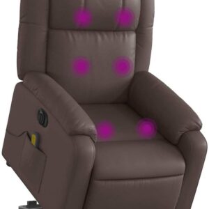 vidaXL Massage-Sessel mit elektrischem Standhilfe & Vibrationsfunktion, braunes Kunstleder