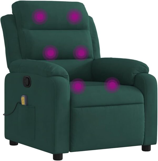 vidaXL Massagesessel höhenverstellbar Fußstütze dunkelgrün Samt