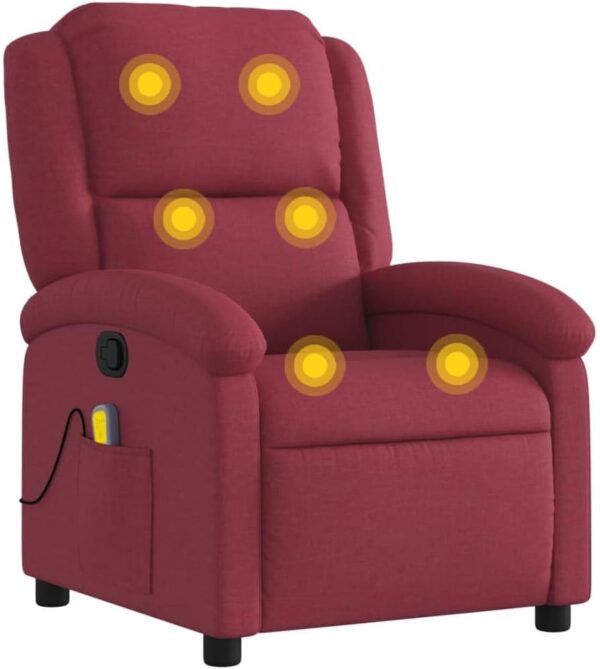 vidaXL Massagesessel höhenverstellbar Vibrationsfunktion Weinrot Stoff