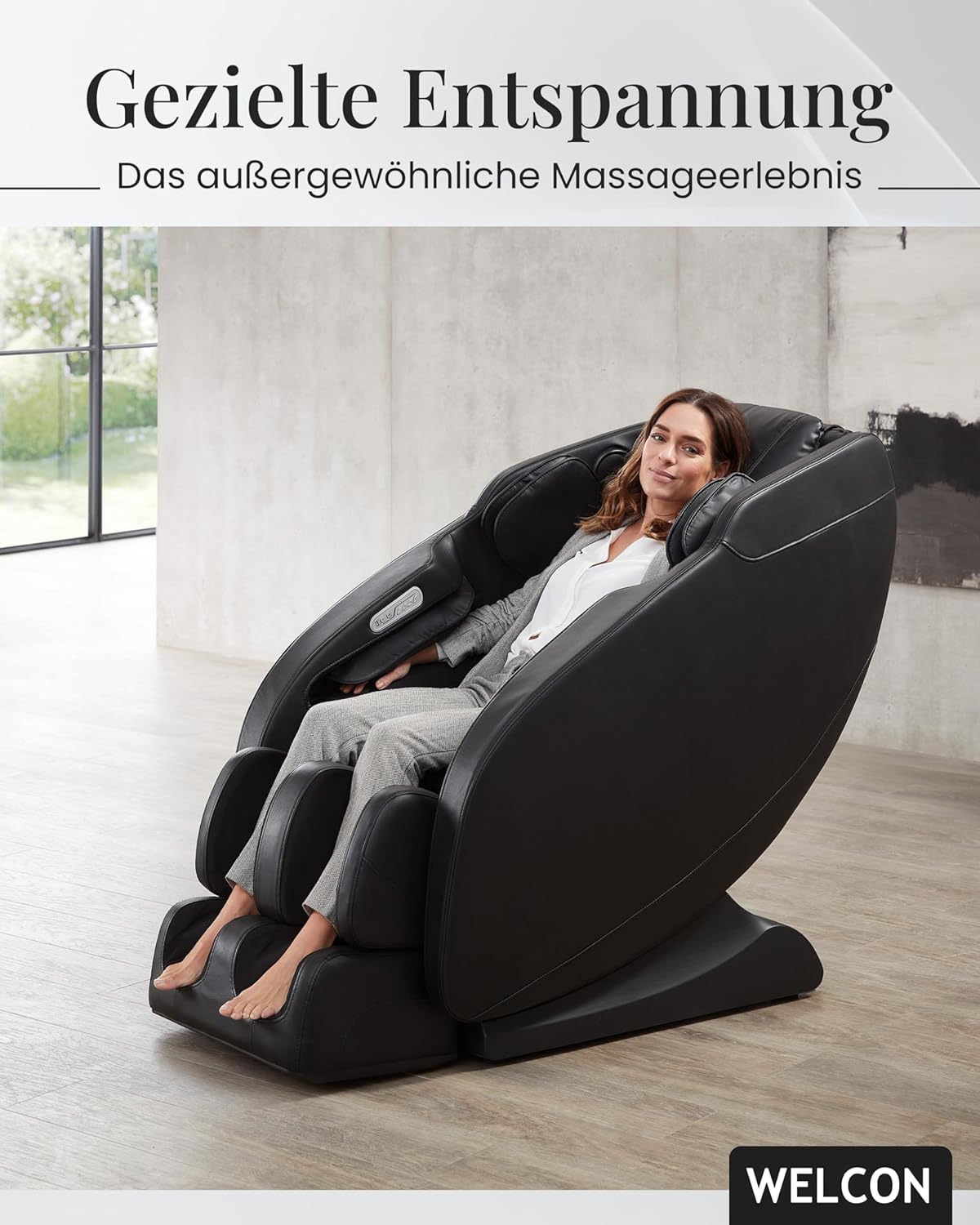 WELCON Prestige II Massagestuhl Schwarz – 3D-Massage, Zero Gravity, Wärme, 6 Programme