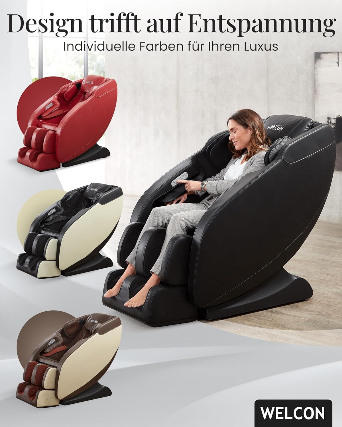 WELCON Prestige II Massagestuhl Schwarz – 3D-Massage, Zero Gravity, Wärme, 6 Programme