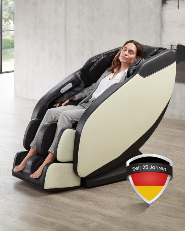 WELCON Prestige II Massagestuhl Schwarz/Weiß - 3D, Zero Gravity, Wärme, 6 Programme
