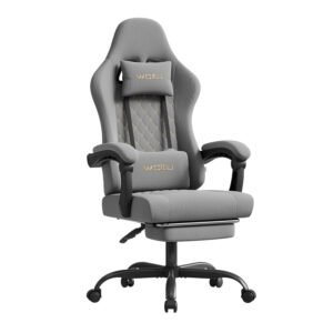 WOLTU Gaming Chair mit Massage, Ergonomisch, Pocket Spring, Grau-Gelb